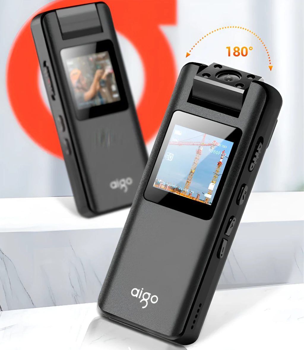 DSJ-S11 black body worn camera showing front lens, display screen, and magnetic mount on a uniform.