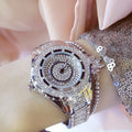 Ladies casual quartz watch with 32mm dial, 9mm alloy case, alloy strap, and folding buckle