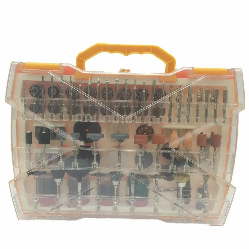 302 piece electric grinding accessories box with polishing, cleaning, carving, sharpening, drum and drill pieces for rotary tools