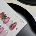 Hand-painted three-dimensional carved plastic nail patches with embossed candy patterns in almond shape