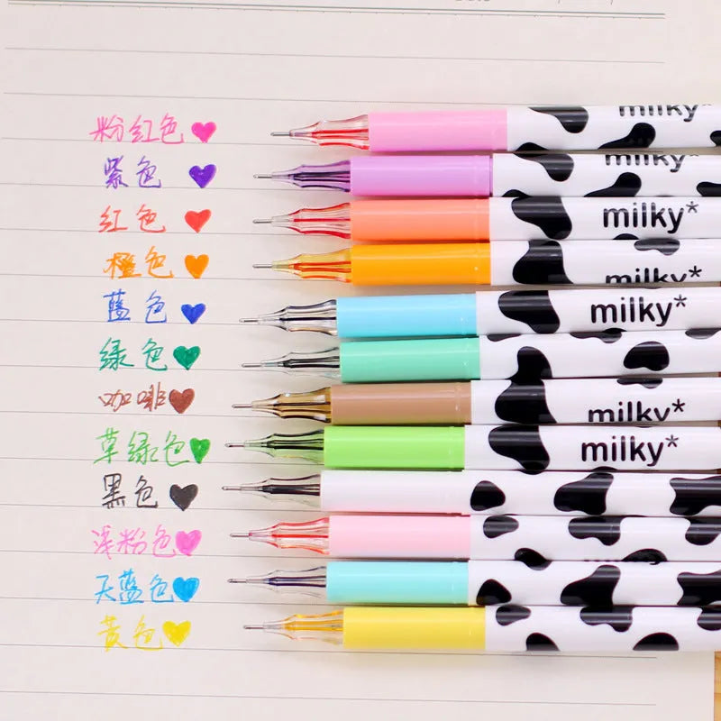 Box of 12 assorted colour gel pens with 0.38mm fine tips and plastic barrels.
