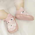 Baby floor socks with anti-slip sole in combed cotton fabric, showing colour and pattern options