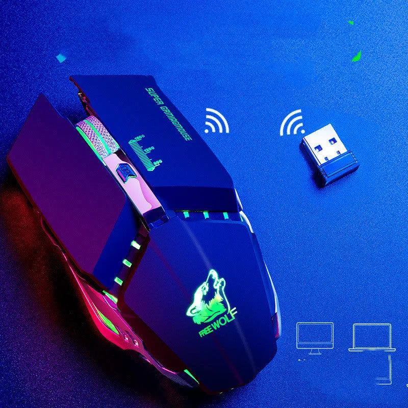 Rechargeable wireless gaming mouse with adjustable DPI and mechanical switches