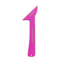 Pink reusable plastic makeup stencil with cut-outs for eyeliner wings, eyebrow arch, and nose contour lines.