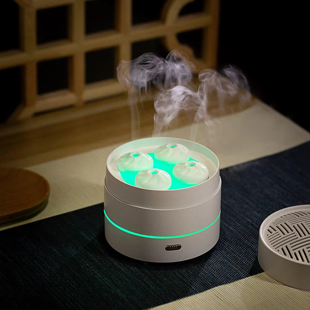 Coffee and white four-spray design 200ml USB aroma diffuser with humidifier and LED night light