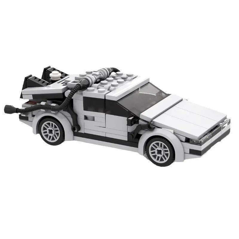 Plastic Back To The Future time machine building block toy in net pocket packaging for teenagers 7-14 years old