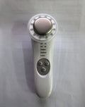 7 in 1 facial massager in platinum or silver with red blue light and EMS micro current, 45 x 55 x 151 mm