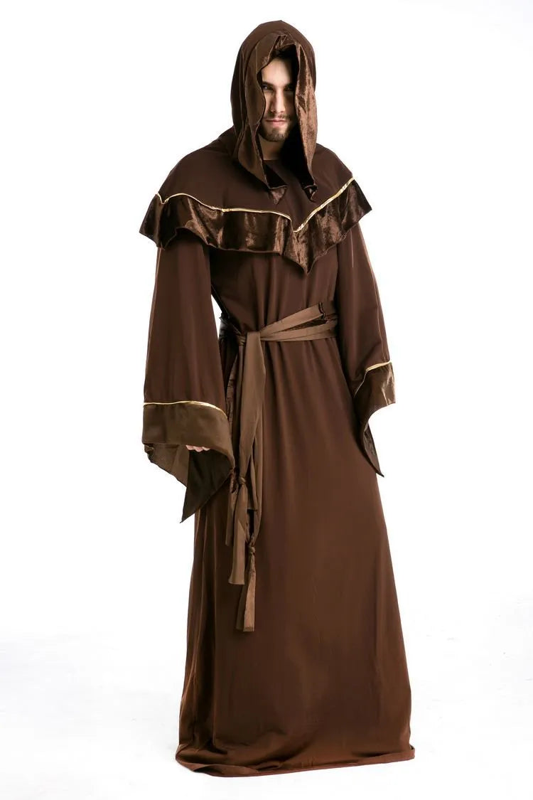 Halloween adult wizard costume in picture color, cotton fabric, available in sizes M to XXL