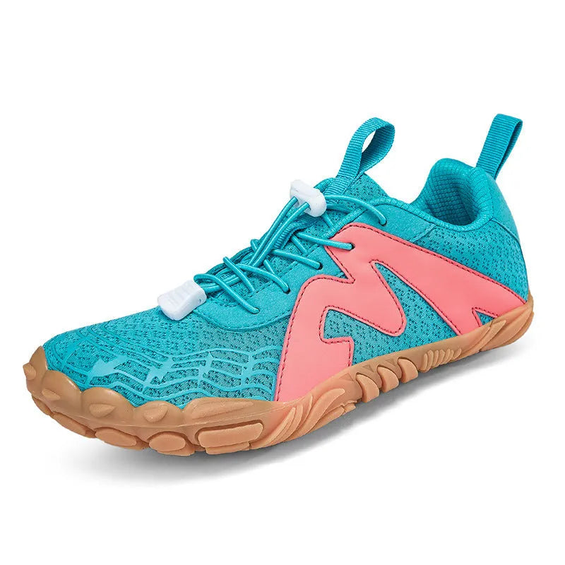 Couple Sports Climbing Shoes in Flyknit with rubber sole, shown in multiple colour options.