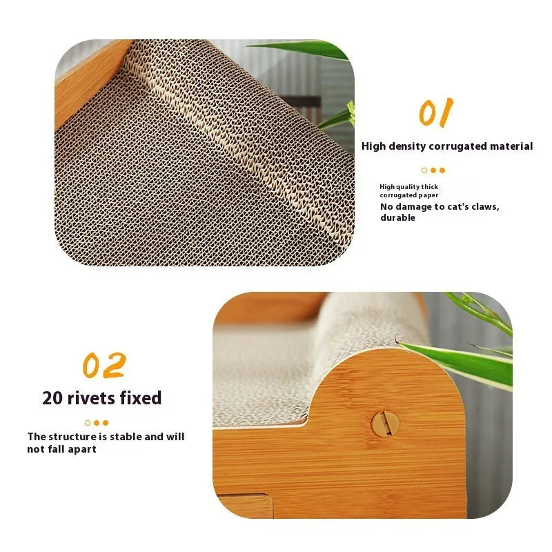Corrugated paper double layer cat house with double ball double door design for indoor cats