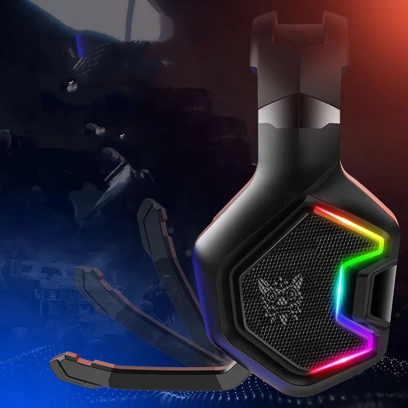 Black wired gaming headset with microphone, 3.5mm plug, 50mm drivers, and 2.2m braided cable