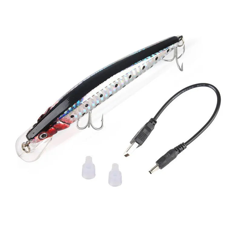 Electric fishing bait plastic lure with battery-powered action for freshwater and saltwater angling