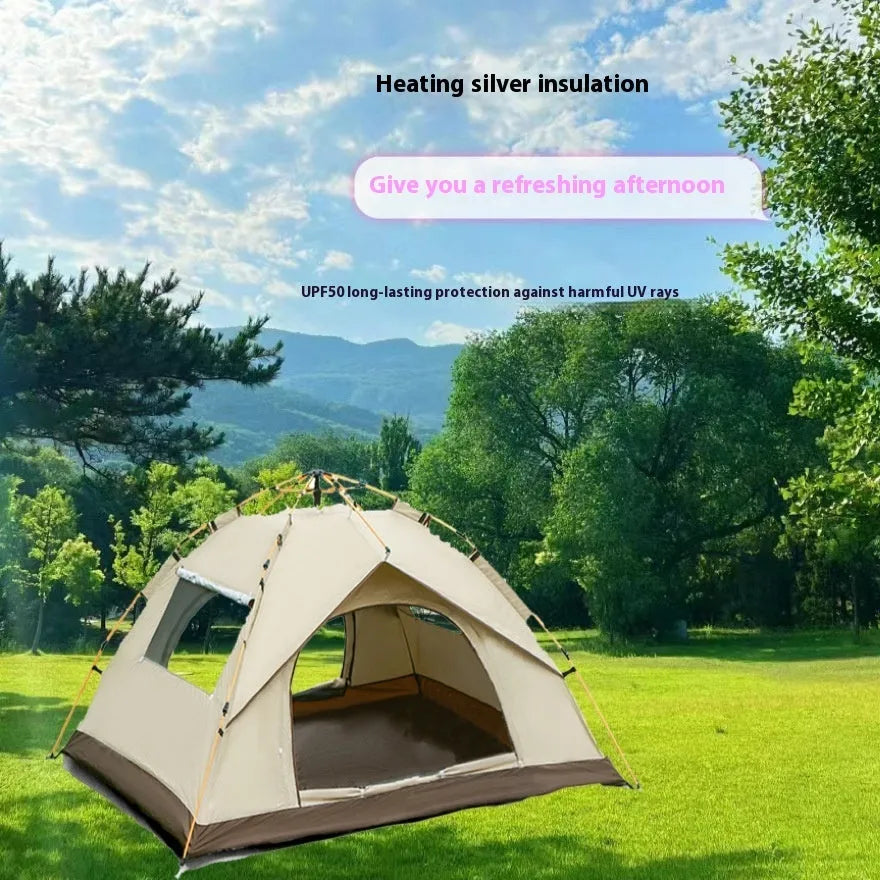 Outdoor automatic quick opening tent in quicksand gold for camping, large size 210x190x135cm