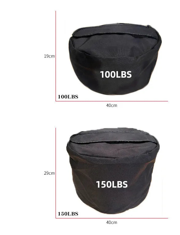 Black cylinder strongman sandbag with heavy duty 1000D nylon and YKK zipper for cross training