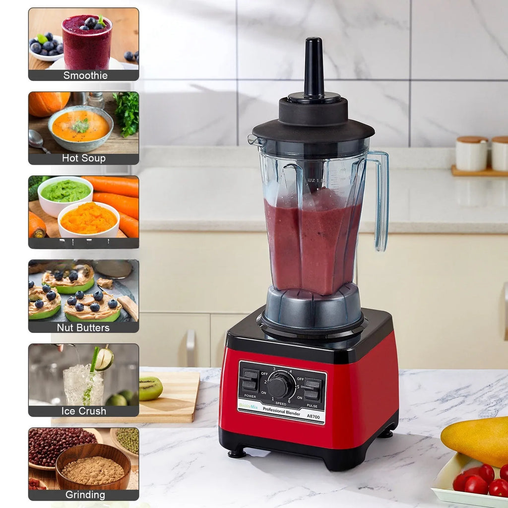 Red A8700 industrial commercial blender with 2-litre jug and 2200W motor.