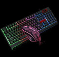 Wired keyboard and mouse computer peripheral set with USB connectivity and backlight illumination options
