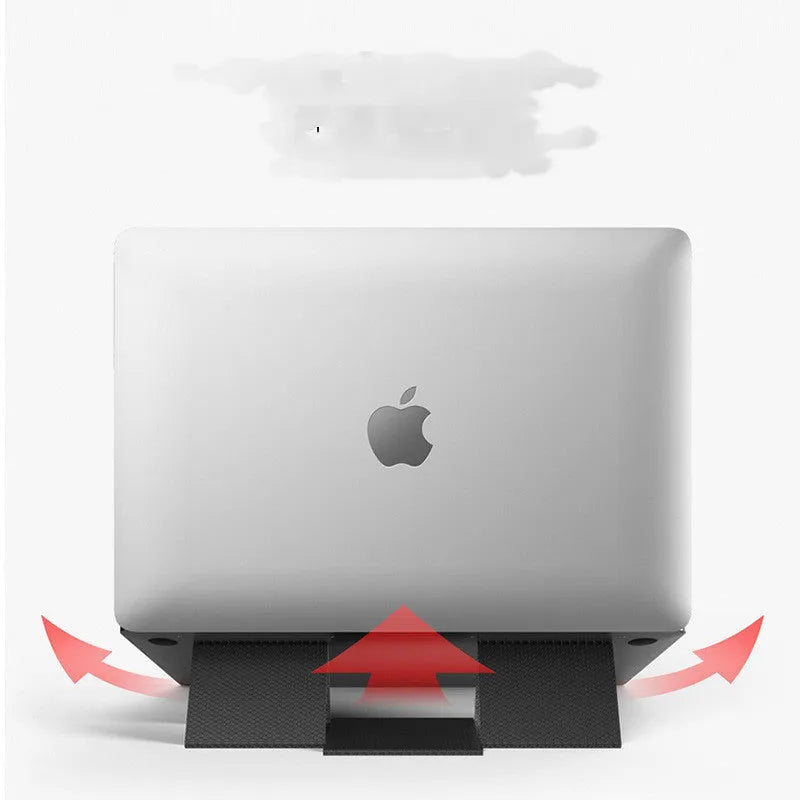 Ringke Folding Stand2 portable laptop stand in grey, folded open with a notebook placed on top