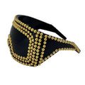 Men's silver square sunglasses with large rim, rivet details on arms, on a plain background.