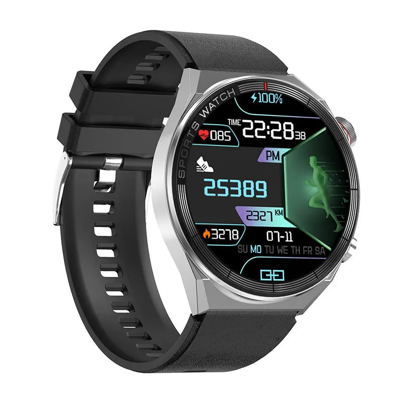 Ladies smart watch with 1.5-inch full circle screen, Bluetooth calling, heart rate monitoring, IP67, silver or black strap