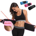 Black neoprene lumbar support waist belt for running and fitness.