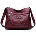 Soft PU leather crossbody shoulder bag in horizontal square shape with large capacity