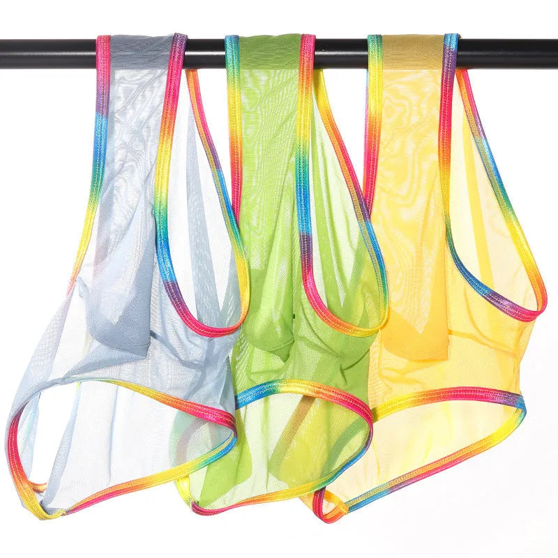 Women's mesh transparent briefs in quick-drying nylon fabric available in six colours