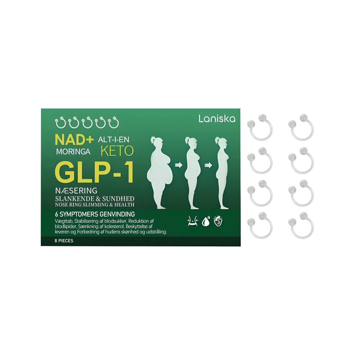 Nose Ring Slimming Health Patches 8 pieces with nicotinamide adenine dinucleotide and moringa leaves for nasal application
