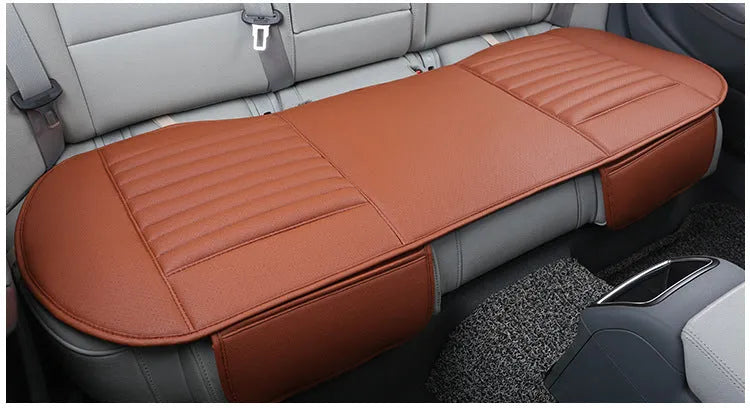Single piece bamboo charcoal car seat cushion without backrest in leather, black colour option