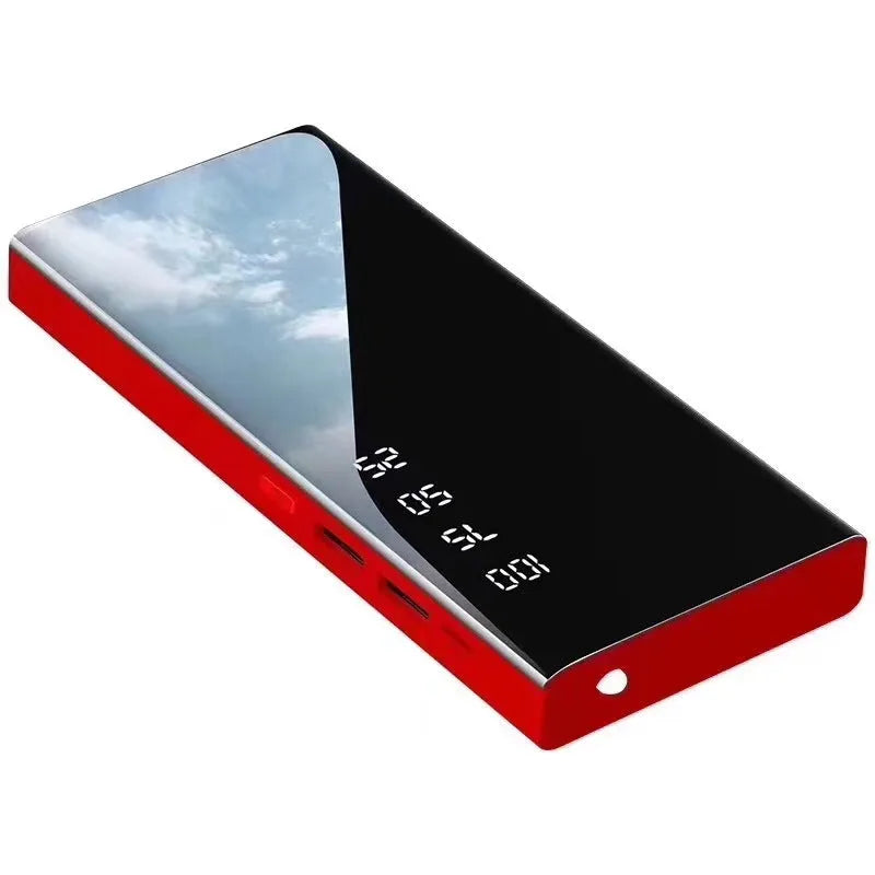 20000mAh LCD display power bank with dual USB ports in black, red, or white colour options