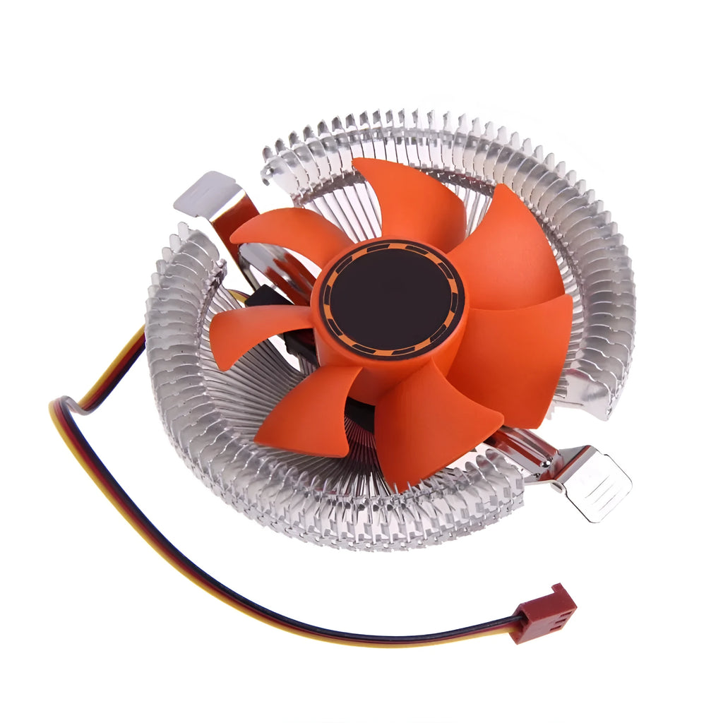 Orange PC CPU cooler fan with black chassis, 12V DC 2600RPM for Intel and AMD sockets