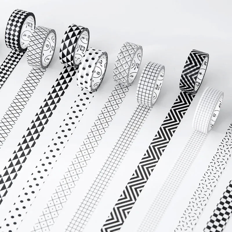 Roll of 15mm wide decorative paper tape in lattice, wave point, and weave patterns for crafts