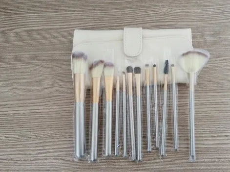 Persian makeup brush set with rice white bristles and champagne-coloured handles