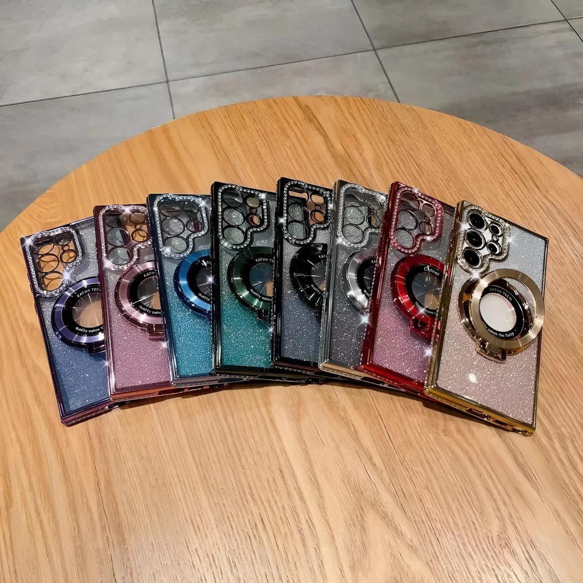 Samsung TPU magnetic bracket protective case for S22 series, anti-fall, gradient finish, colour options
