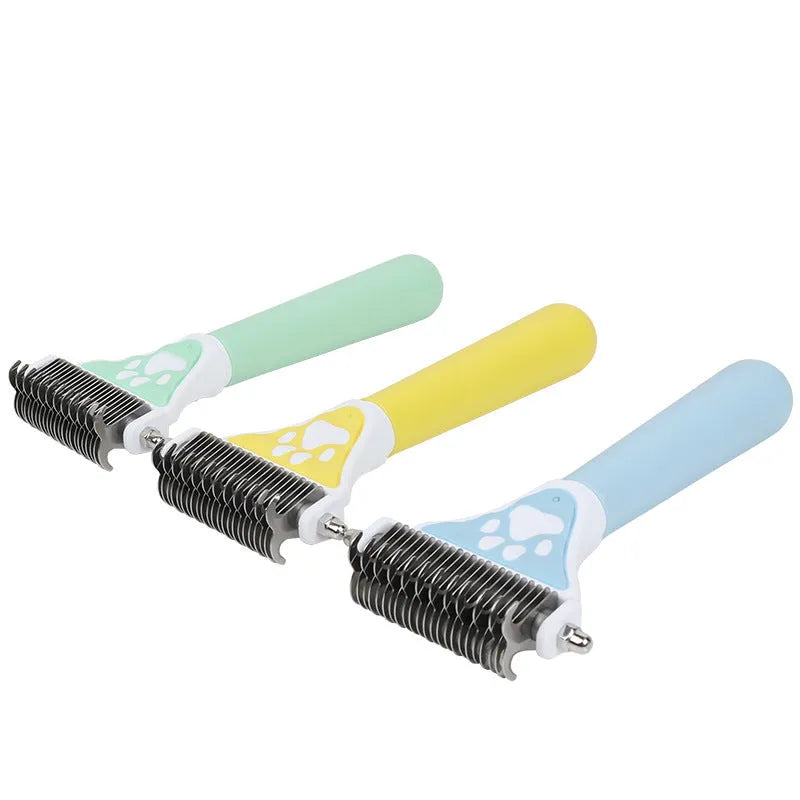 pet dog comb for float hair cleaning knot untying in green and yellow colour options
