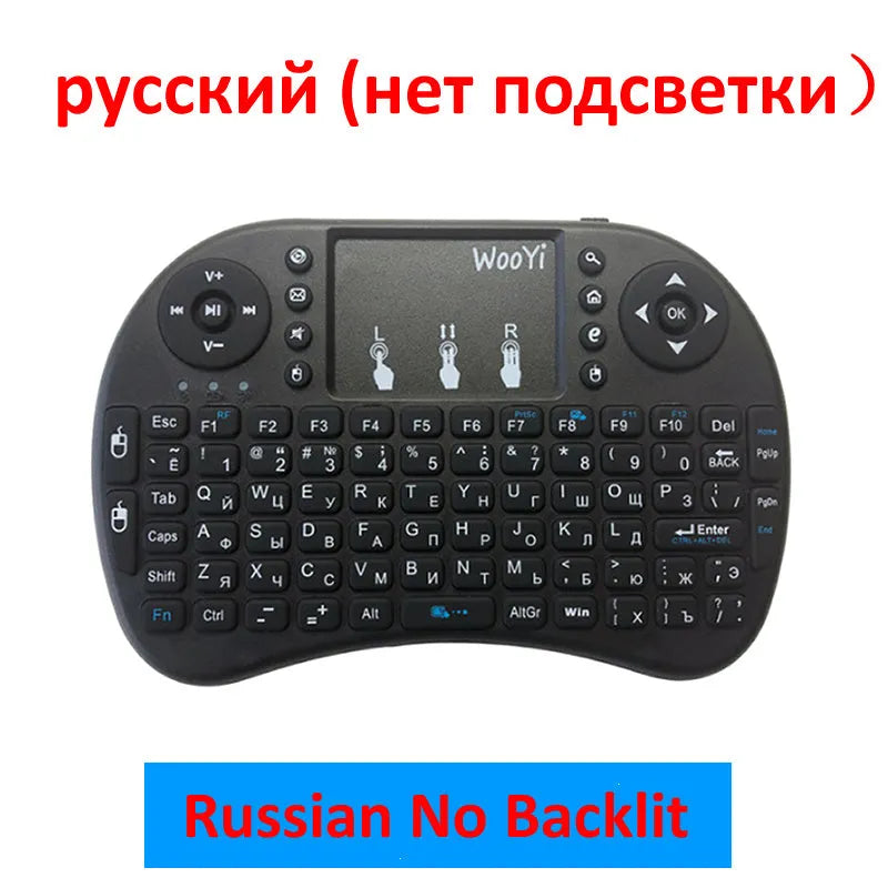 2.4G wireless mini air keyboard with touchpad, 92 QWERTY keys, black casing, 15m range