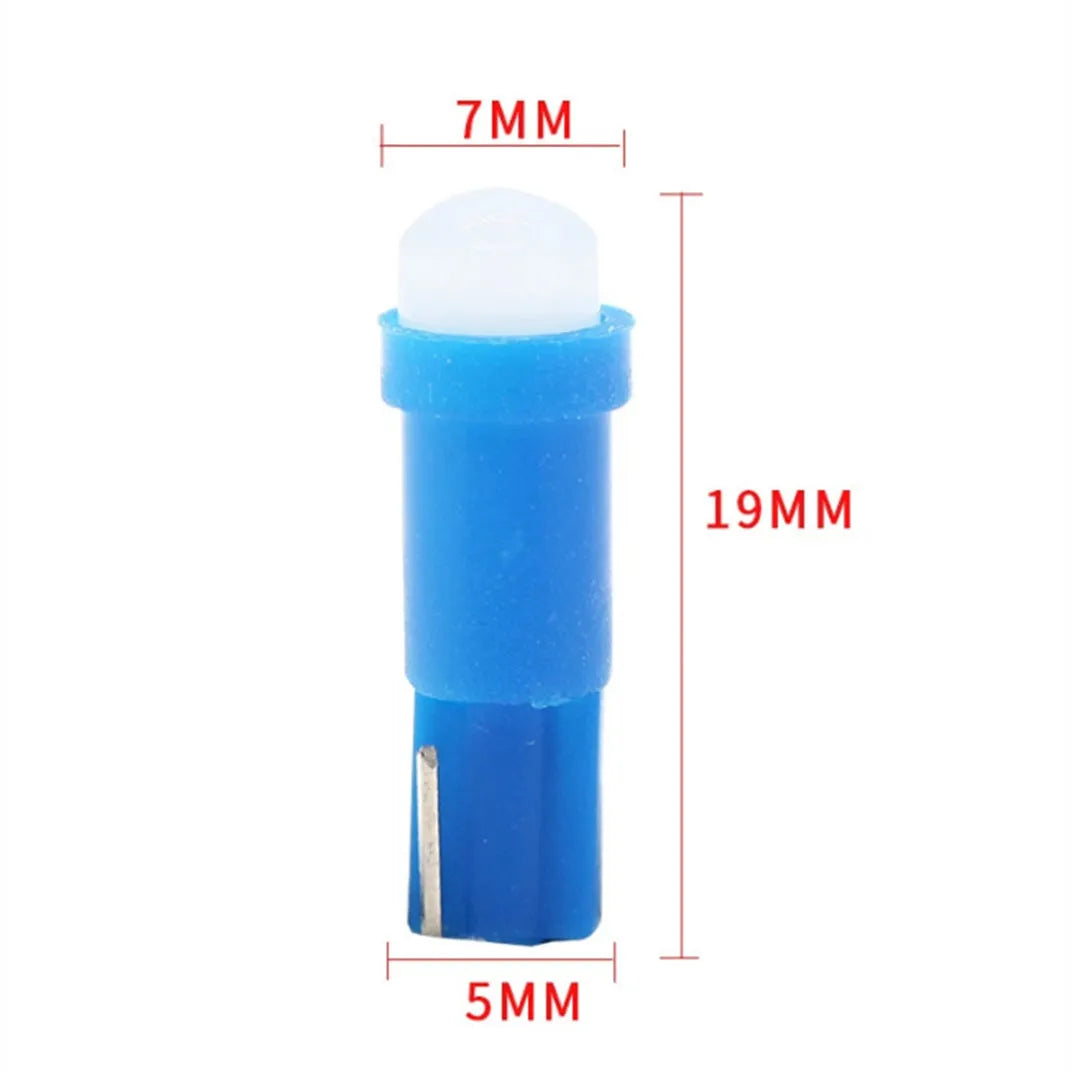 T5 car LED instrument light bulb with ceramic base in seven colour options