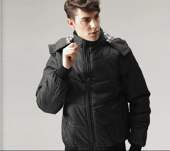 Men's hooded cotton jacket autumn winter Korean style thick coat size M-4XL