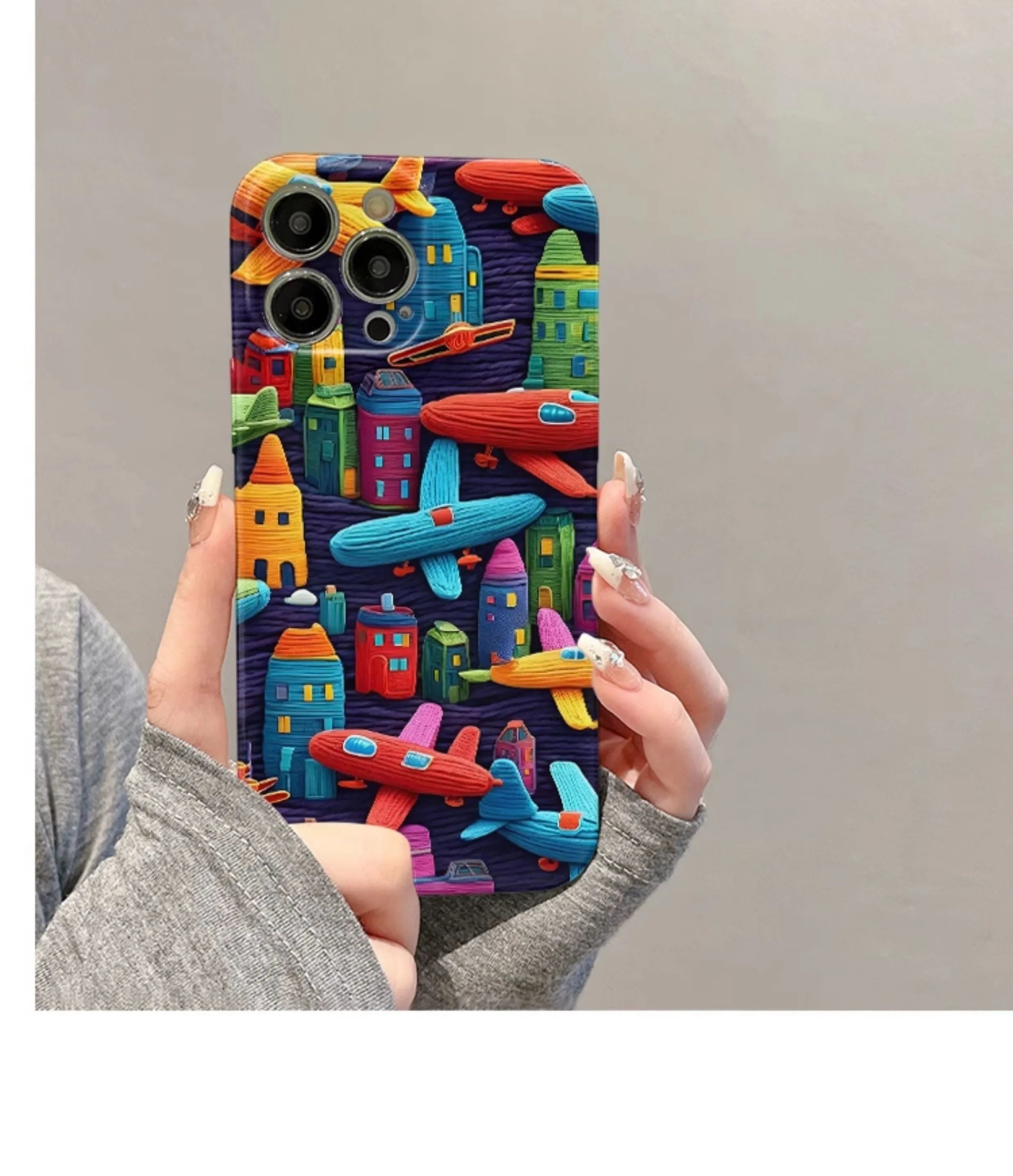 Oil painting minimalist airplane print TPU phone case for iPhone with fall protection