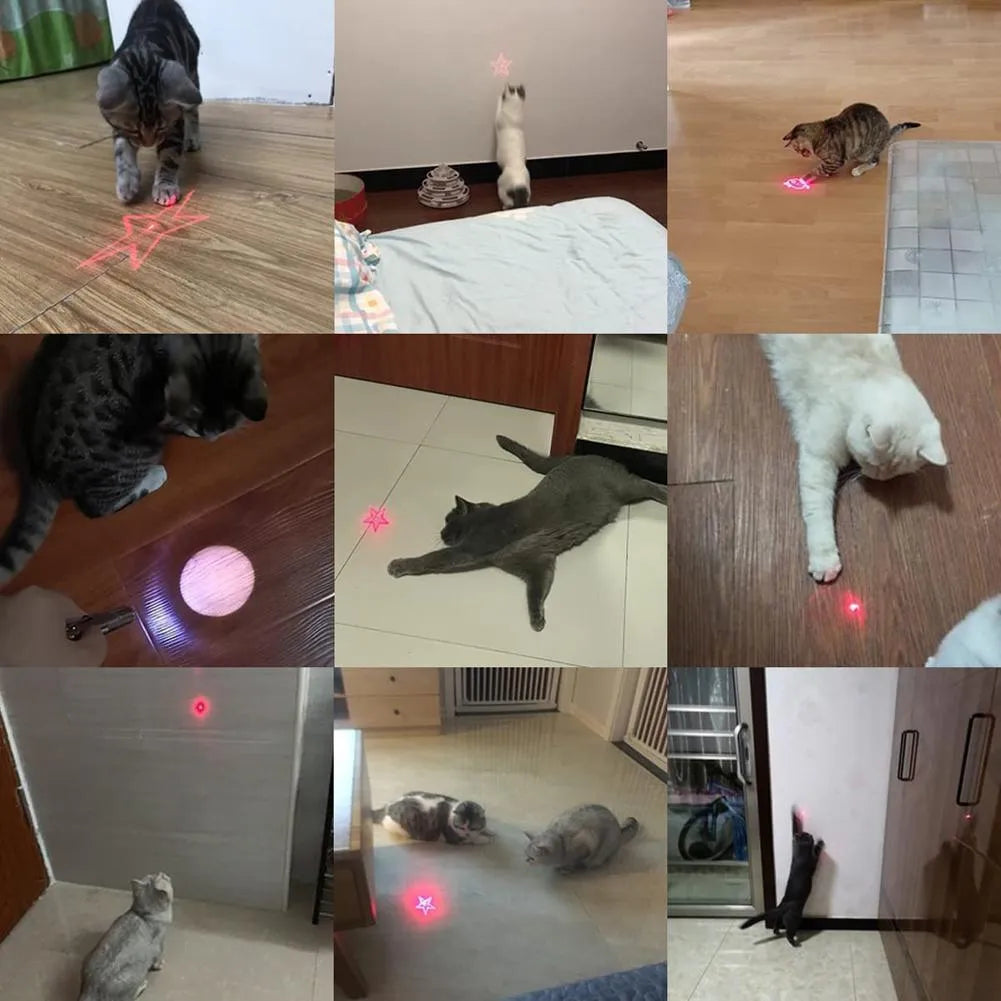 Pink and black rechargeable cat infrared teaser toy with key chain measuring 5x2.5cm