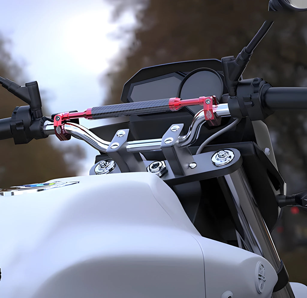 Red and black T6 aluminium alloy carbon fiber motorcycle balance bar handlebar with CNC anodic oxidation finish