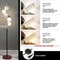 Simple iron floor lamp with 8W LED tricolour bulb in black ribbon gold finish