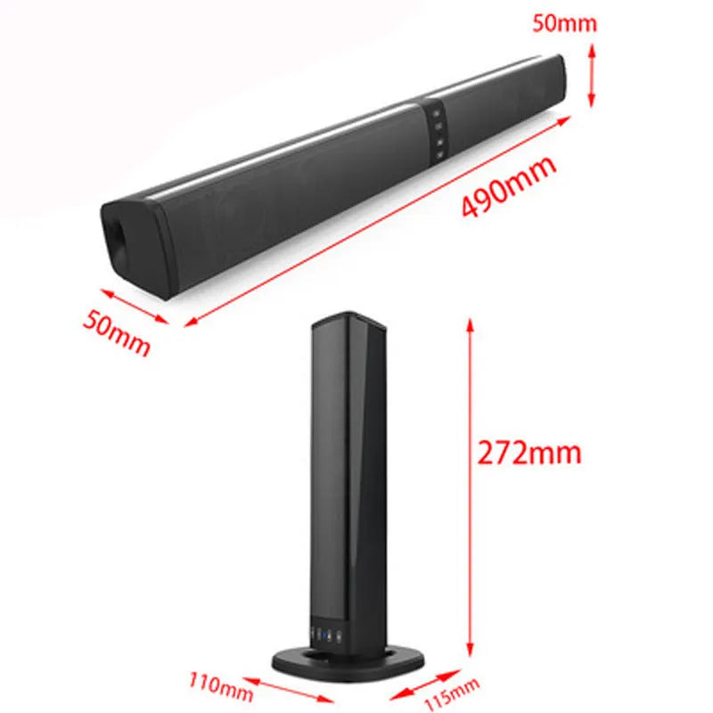Black foldable split Bluetooth TV speaker with dual 5W output and 2000mAh battery