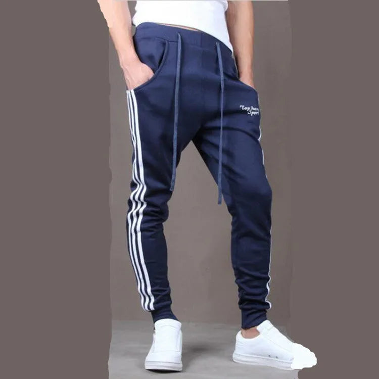 Side three bar student casual trousers, straight leg, mid waist, cotton, grey black navy