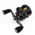 Carbon fibre baitcasting reel with magnetic centrifugal drop wheel, 7.0:1 gear ratio, 12kg braking force, left hand crank