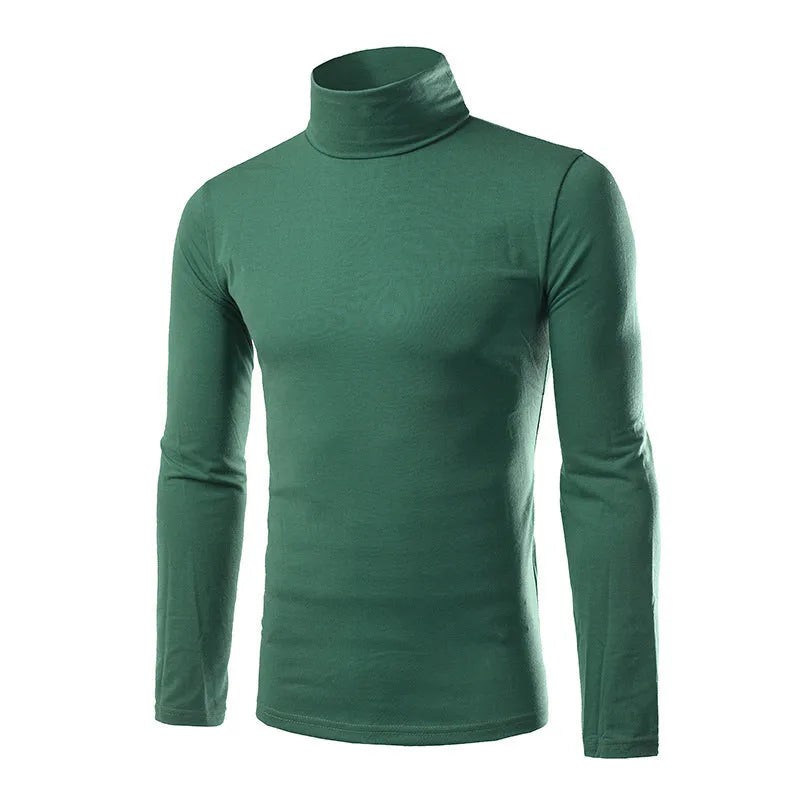Turtleneck T-shirt long sleeve high collar cotton blend bottoming shirt in black blue green red white sizes L M XL XXL