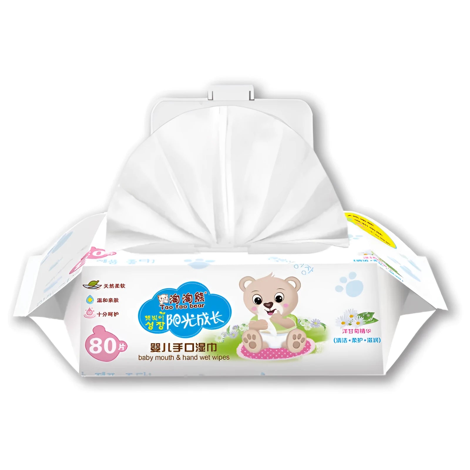 Unscented baby wet wipes 80 sheets with pump-action lid, pack of 6