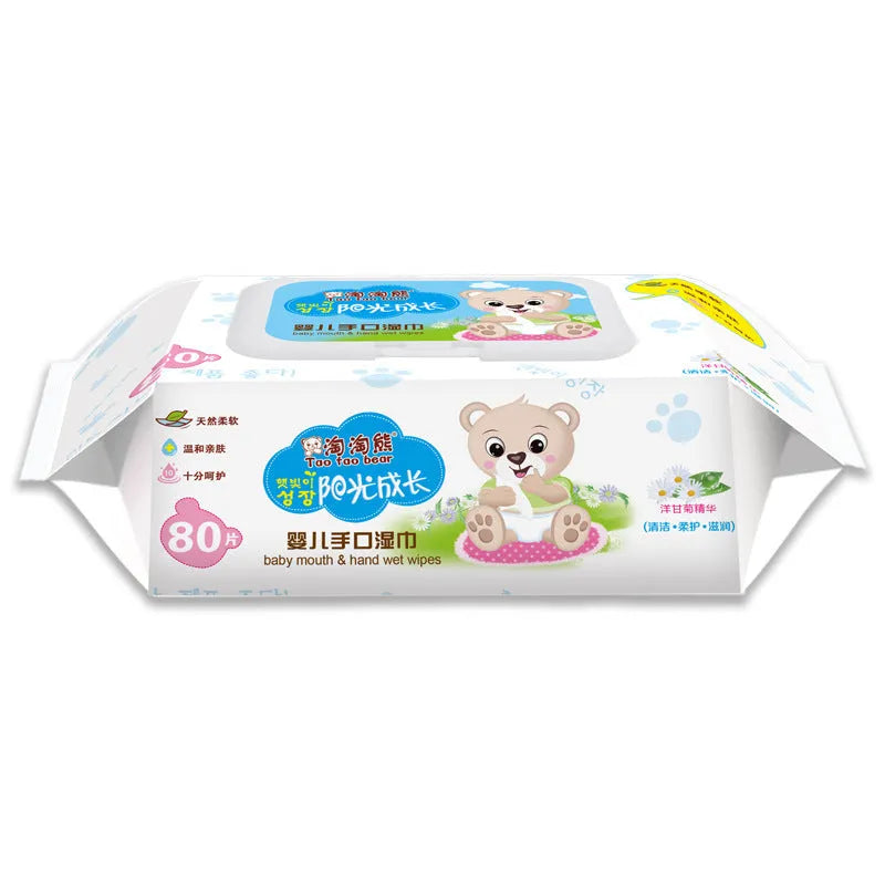 Unscented baby wet wipes 80 sheets with pump-action lid, pack of 6