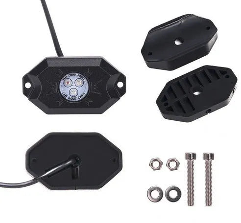 Eight-piece undercarriage LED atmosphere light set with RGB colours, die-cast aluminium housing, and CREE lamp beads for off-road vehicles