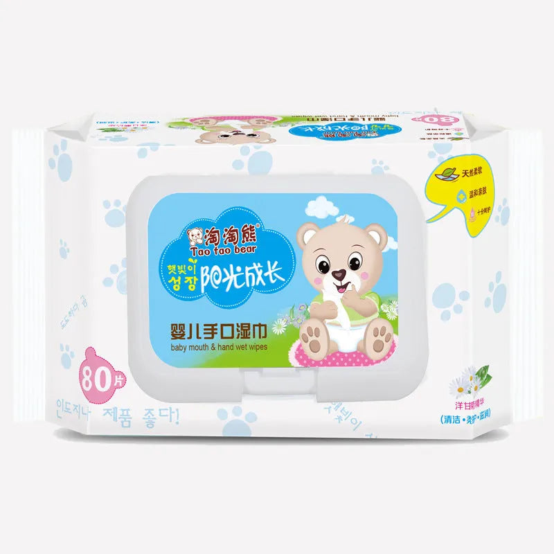 Unscented baby wet wipes 80 sheets with pump-action lid, pack of 6