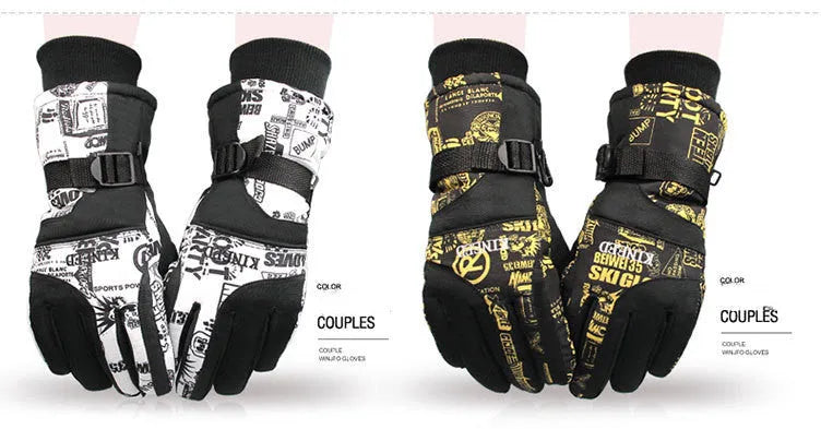 Men's winter ski gloves windproof breathable nylon black blue grey orange red white yellow